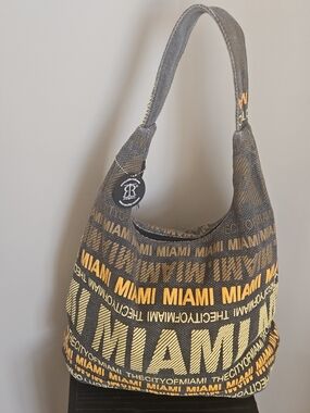 Robin Ruth Gray and Yellow 'MIAMI' Pattern Shoulder Bag